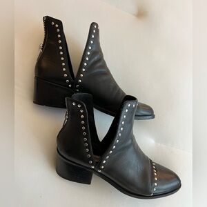 Steve Madden Black Studded Leather Cutout Ankle Boots